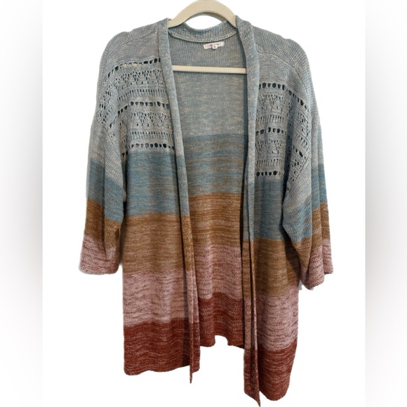Maurices Sweaters - Maurices Blue and Brown Striped Cardigan